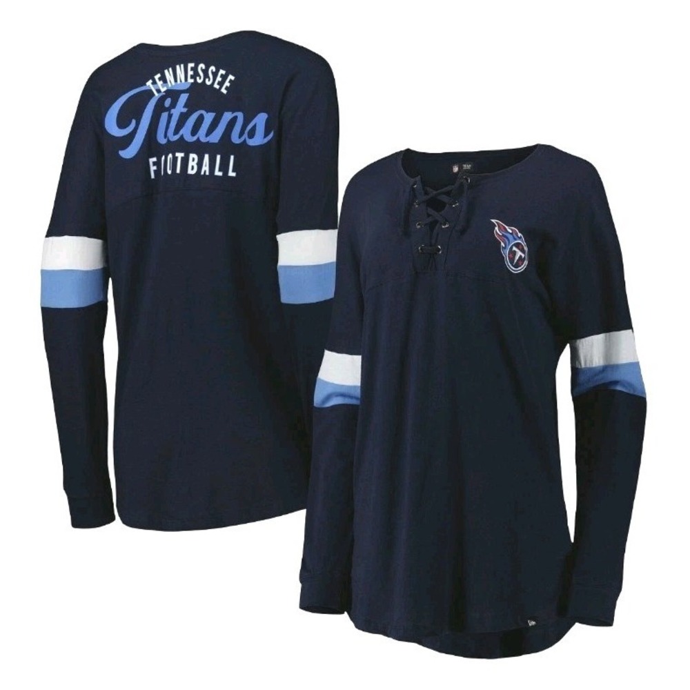 NWT Tennessee Titans Lightweight Lace-Up Long Sleeve Shirt Football Navy sz XL